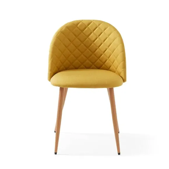 Dining Chair with Quilted Back - Yellow, Fabric