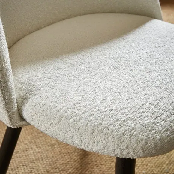 Dining Chair with Quilted Detail - Ivory, Boucle