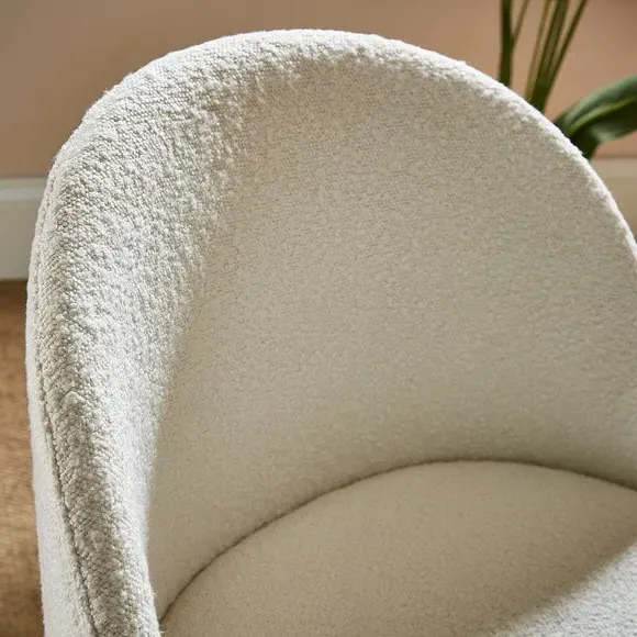 Dining Chair with Quilted Detail - Ivory, Boucle