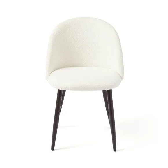 Dining Chair with Quilted Detail - Ivory, Boucle