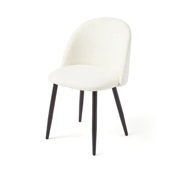 Dining Chair with Quilted Detail - Ivory, Boucle