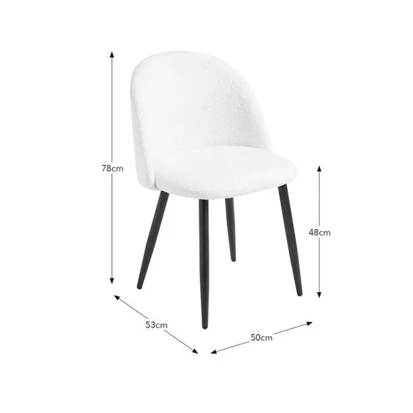 Dining Chair with Quilted Detail - Ivory, Boucle