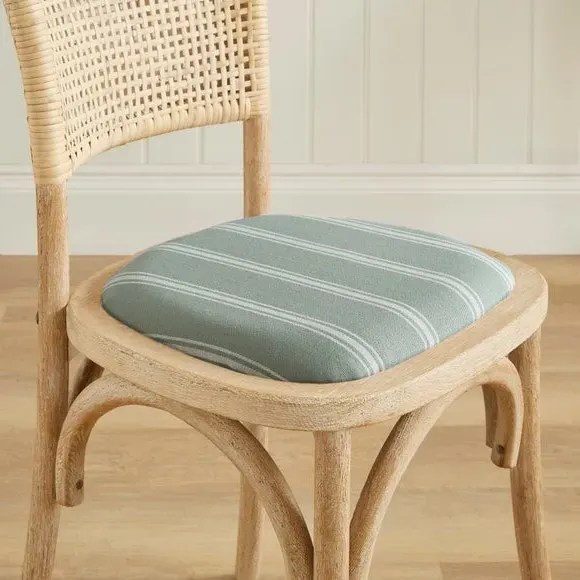 Dining Chair with Rattan Back - Sage, Oak