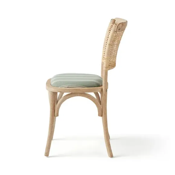 Dining Chair with Rattan Back - Sage, Oak