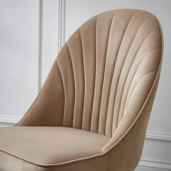 Dining Chair with Stitch Detail - Mink, Velvet