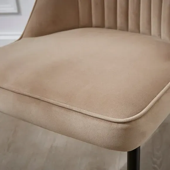 Dining Chair with Stitch Detail - Mink, Velvet