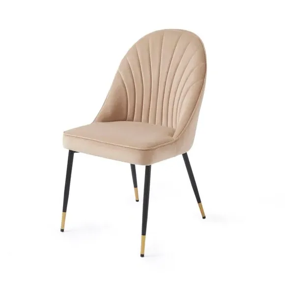 Dining Chair with Stitch Detail - Mink, Velvet