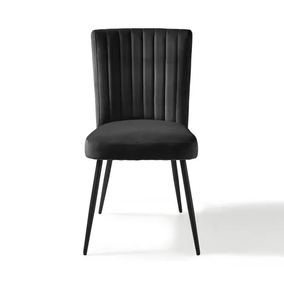Dining Chair with Stitched Back - Black, Velvet