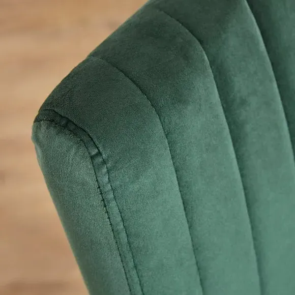 Dining Chair with Stitched Back - Green, Velvet