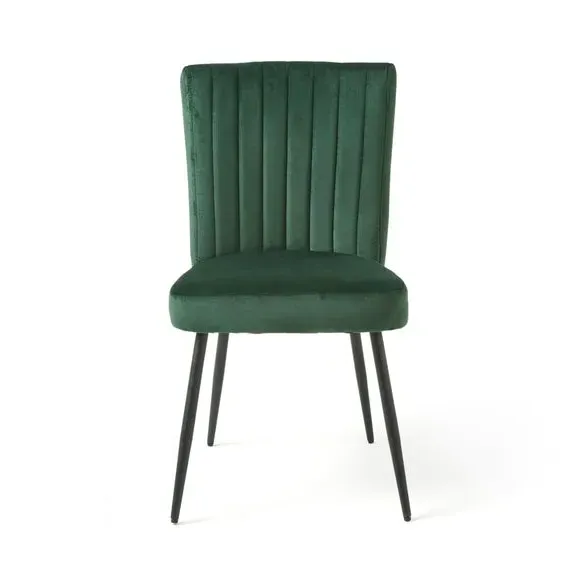 Dining Chair with Stitched Back - Green, Velvet