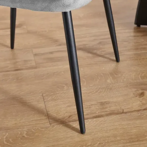 Dining Chair with Stitched Back - Grey, Velvet