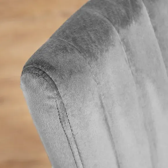 Dining Chair with Stitched Back - Grey, Velvet