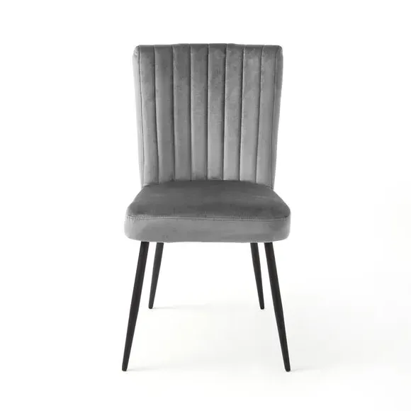 Dining Chair with Stitched Back - Grey, Velvet