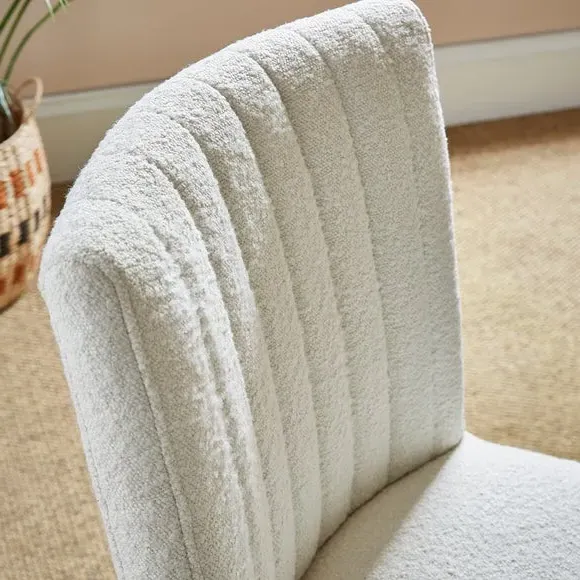 Dining Chair with Stitched Back - Ivory, Boucle