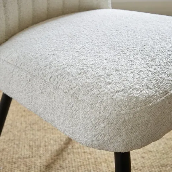 Dining Chair with Stitched Back - Ivory, Boucle