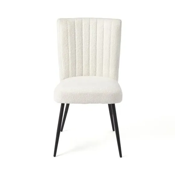 Dining Chair with Stitched Back - Ivory, Boucle