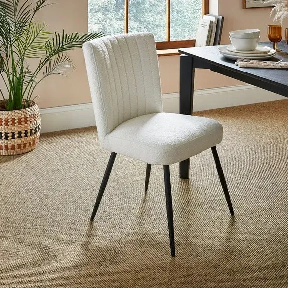 Dining Chair with Stitched Back - Ivory, Boucle image