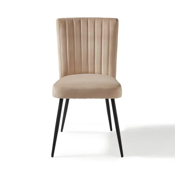 Dining Chair with Stitched Back - Mink, Velvet