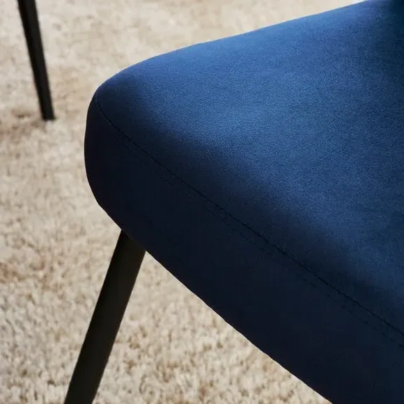 Dining Chair with Stitched Back - Navy, Velvet