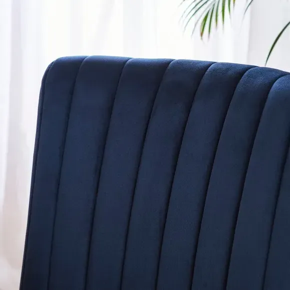 Dining Chair with Stitched Back - Navy, Velvet