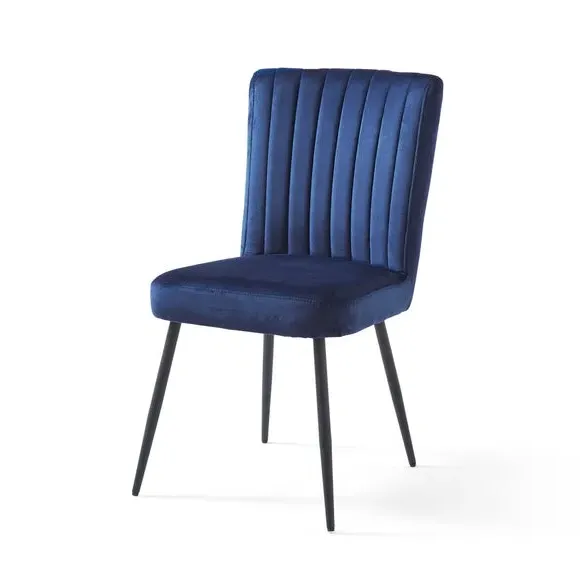 Dining Chair with Stitched Back - Navy, Velvet