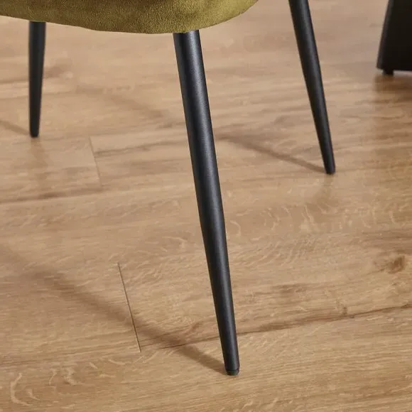 Dining Chair with Stitched Back - Olive, Velvet