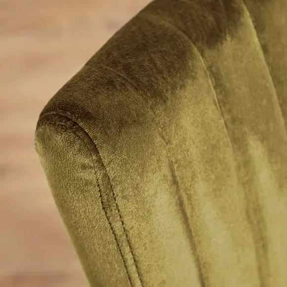 Dining Chair with Stitched Back - Olive, Velvet
