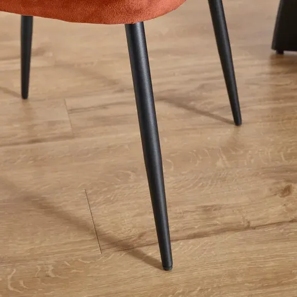 Dining Chair with Stitched Back - Orange, Velvet