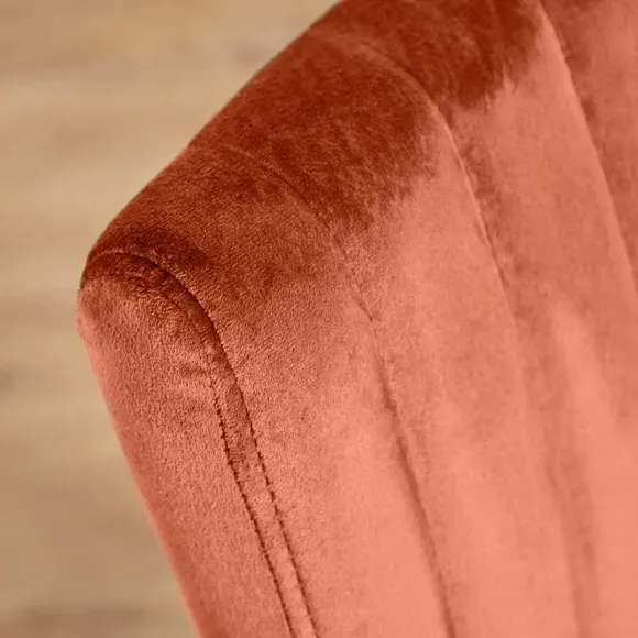 Dining Chair with Stitched Back - Orange, Velvet