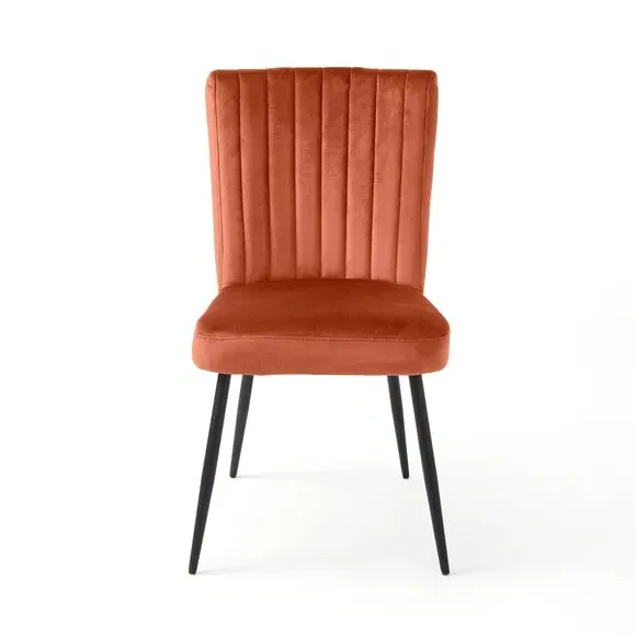 Dining Chair with Stitched Back - Orange, Velvet