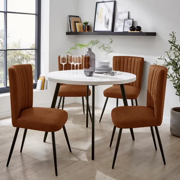 Dining Chair with Stitched Back - Tan, Faux Leather
