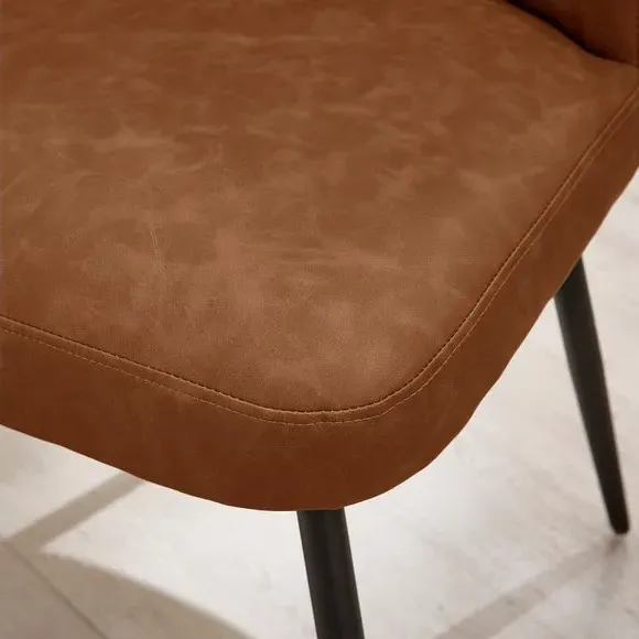 Dining Chair with Stitched Back - Tan, Faux Leather