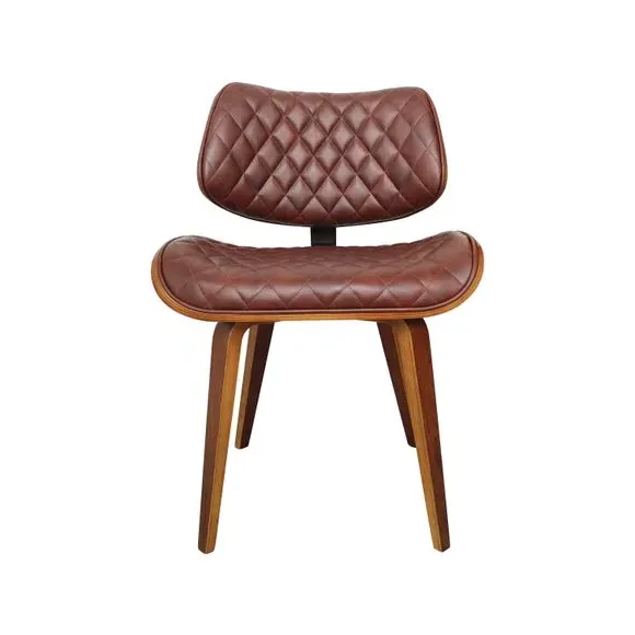 Dining Chair with Tufted Seat - Brown, Faux Leather