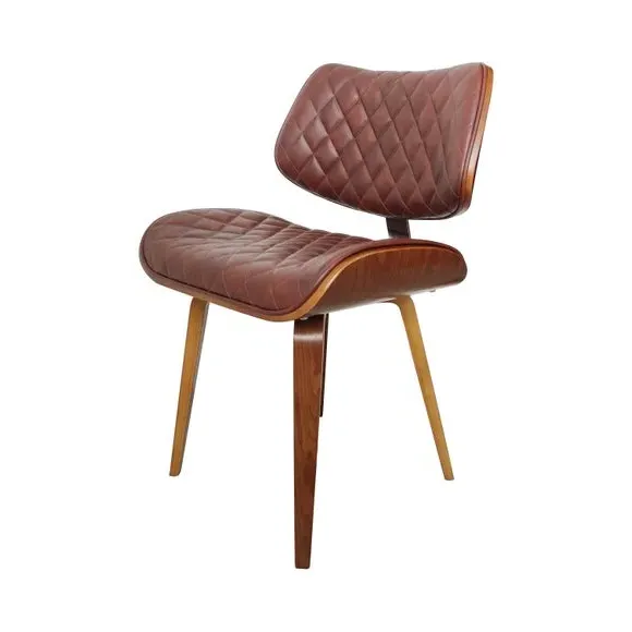 Dining Chair with Tufted Seat - Brown, Faux Leather