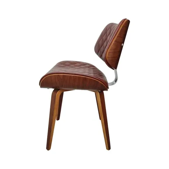 Dining Chair with Tufted Seat - Brown, Faux Leather