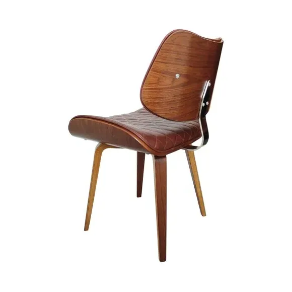 Dining Chair with Tufted Seat - Brown, Faux Leather