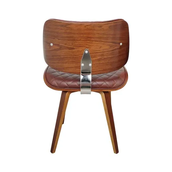 Dining Chair with Tufted Seat - Brown, Faux Leather