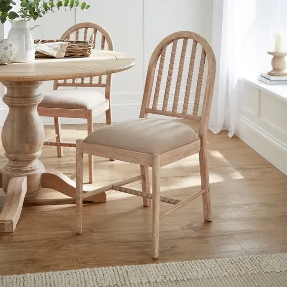 Dining Chair with Upholstery - Light Wood, Mango image