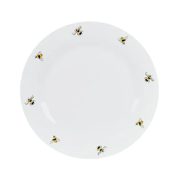 Dinner Plate with Bee Design - White, Porcelain image
