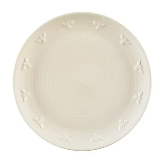 Dinner Plate with Bee Emboss - Cream, Stoneware