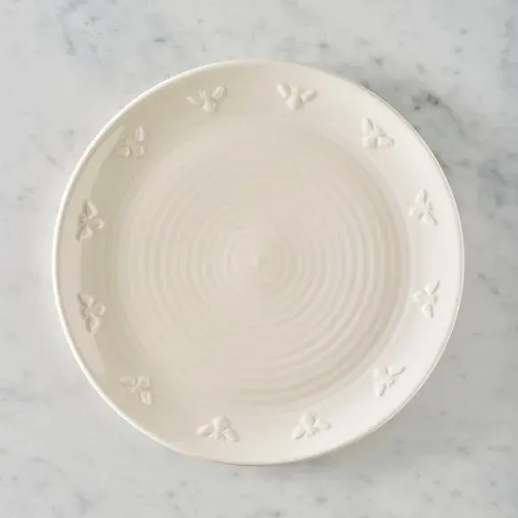 Dinner Plate with Bee Emboss - Cream, Stoneware image