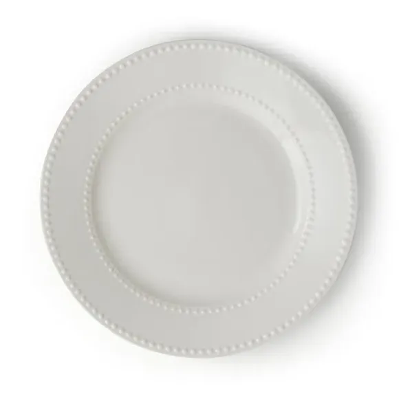Dinner Plate with Dot Design - White, Ceramic