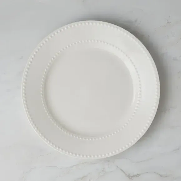 Dinner Plate with Dot Design - White, Ceramic image