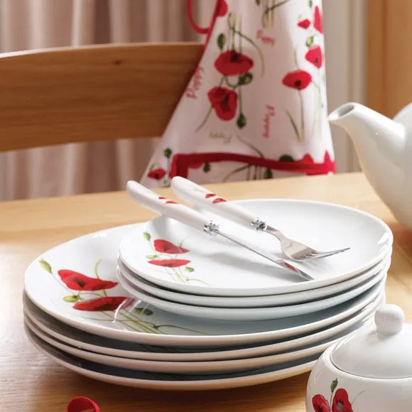 Dinner Plate with Floral Design - White, Porcelain