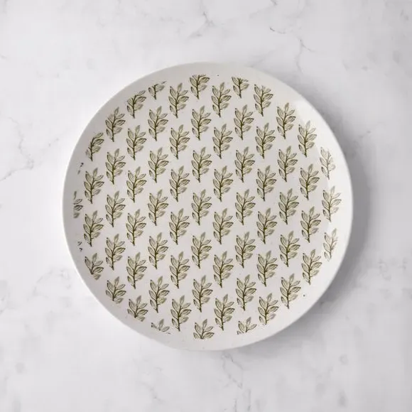 Dinner Plate with Leaf Motif - Sage, Porcelain image