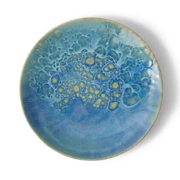 Dinner Plate with Reactive Glaze - Blue, Stoneware