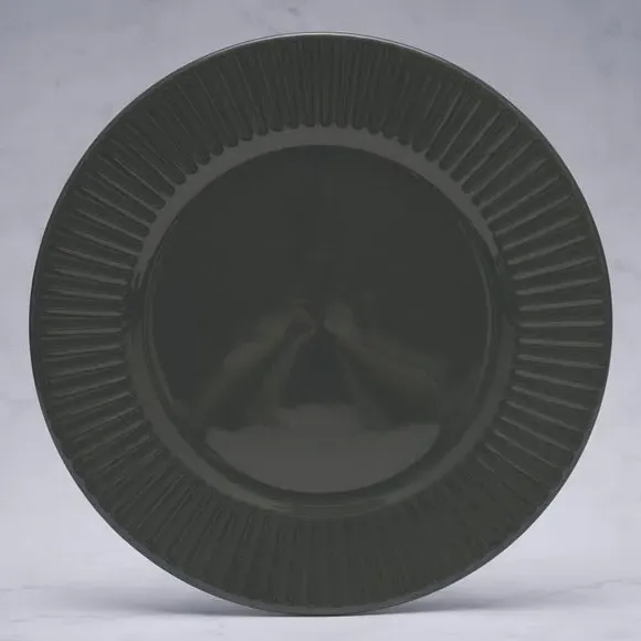 Dinner Plate with Ribbed Edge - Charcoal, Stoneware image