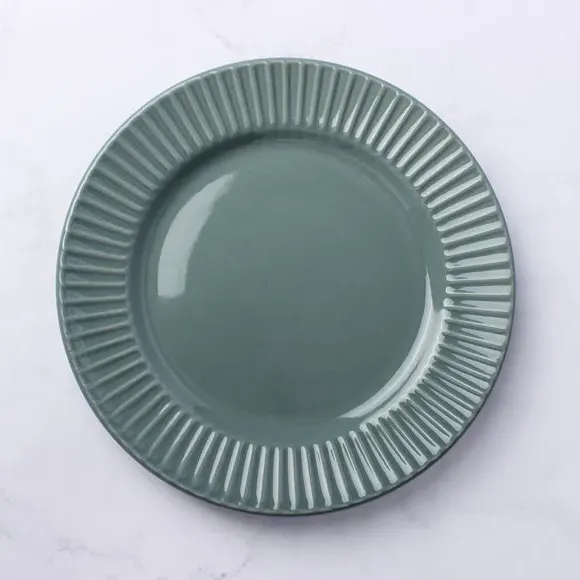 Dinner Plate with Ribbed Edge - Forest, Stoneware