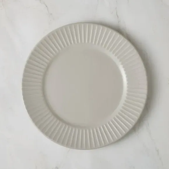 Dinner Plate with Ribbed Edge - Grey, Stoneware