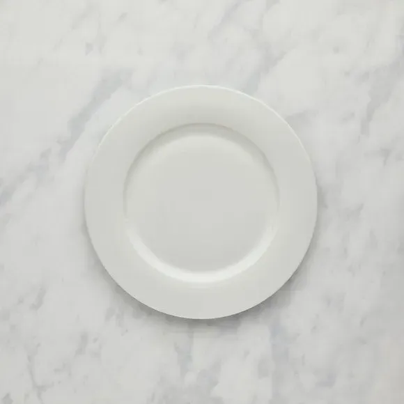 Dinner Plate with Rim Design - White, Porcelain
